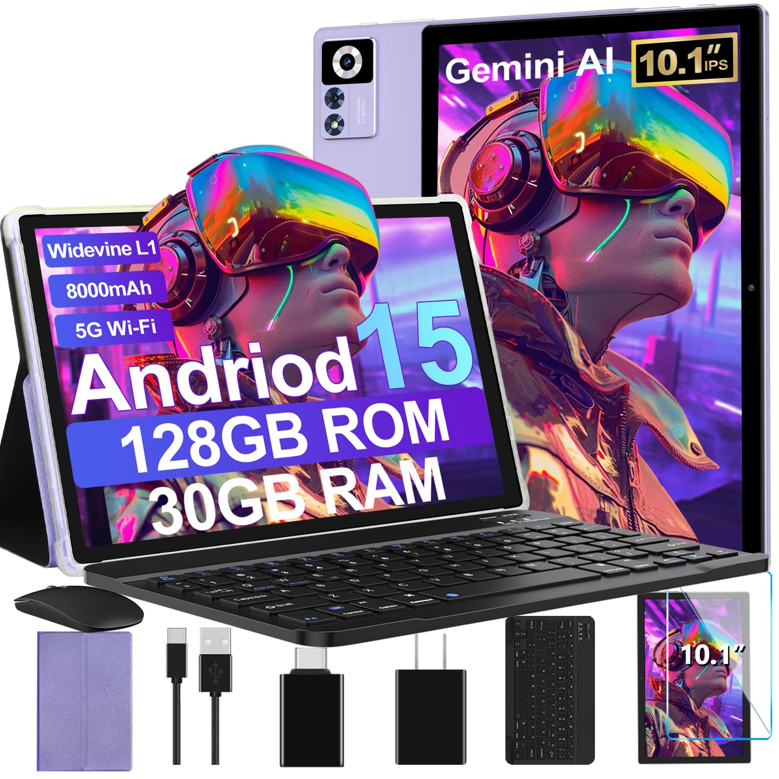 Tablet Android 15 2025 com teclado | Gemini AI, tablets 2 em 1